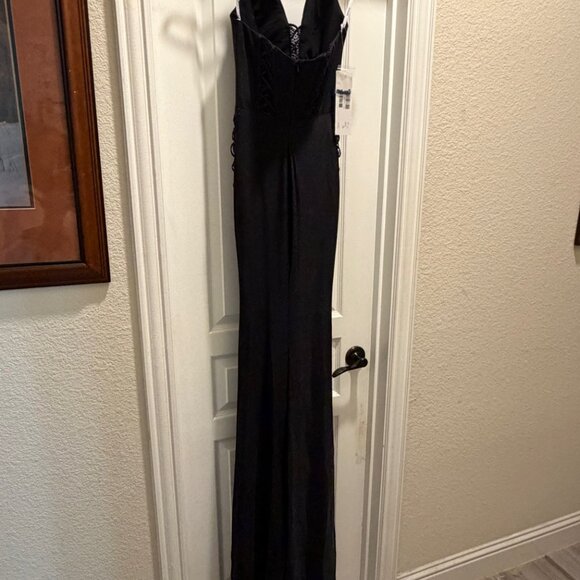 Jovani D5034 Black Elegant Embellished High Slit Dress Size 00 NWT - Picture 7 of 8